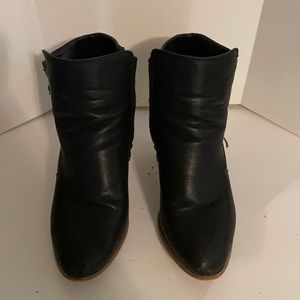 Black leather like booties size 10